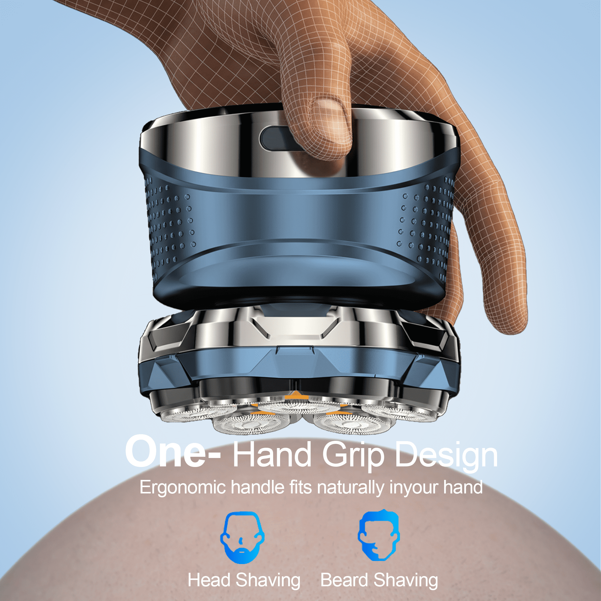 Head Shaver for Bald Men: Electric Bald Razor -IPX7 Wet & Dry Shaving- 7 Floating Heads for Ultimate Comfort - Rechargeable Grooming Kit for Scalp/Face/Beard -Ergonomic Grip