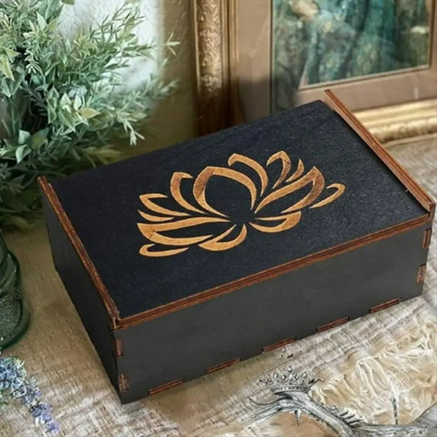 Estuche para Cartas de Tarot, Joyero de Madera Vintage, Caja Multifuncional Pequeña de Madera Vintage para Accesorios de Cartas de Tarot D
