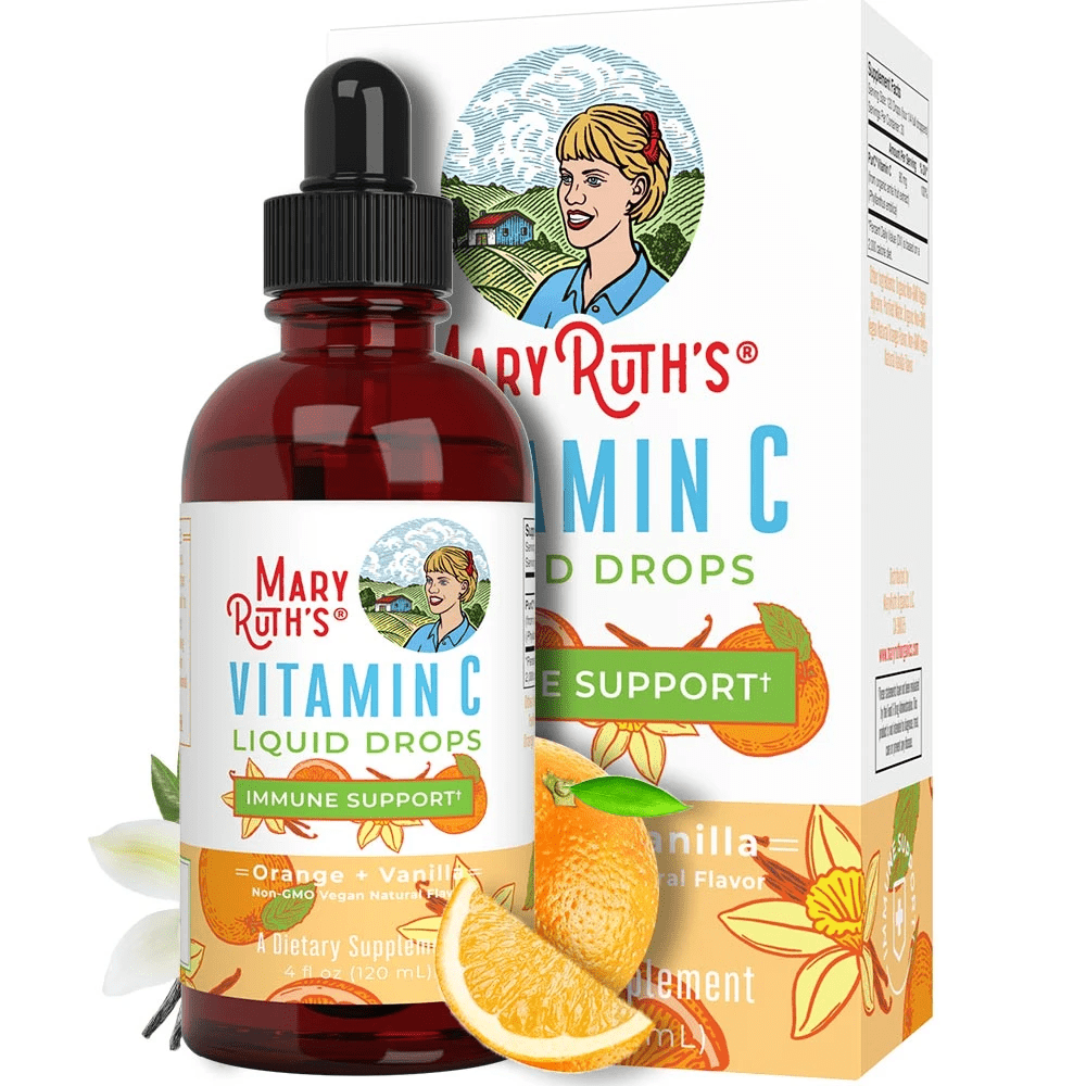 Vitamin C Supplement for Women & Men by MaryRuth Organics | USDA Organic Vitamin C Liquid Drops for Adults | Vegan | Non-GMO | Gluten Free | 4 Fl Oz