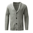 thumbnail image 4 of Mens Sweater - Autumn Winter Solid Color Lapel Single Knitted Cardigan Sweater Jacket, Casual Loose Business Style, Daily Office Wear, Soft Fabric, Men's Clothing, 4 of 7