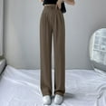thumbnail image 2 of Pantalones anchos de color liso para mujer - Pantalones de traje de cintura alta con cintura elástica - Mezcla de poliéster y spandex, dos bolsillos, ideales para la oficina y para looks informales, 2 of 5