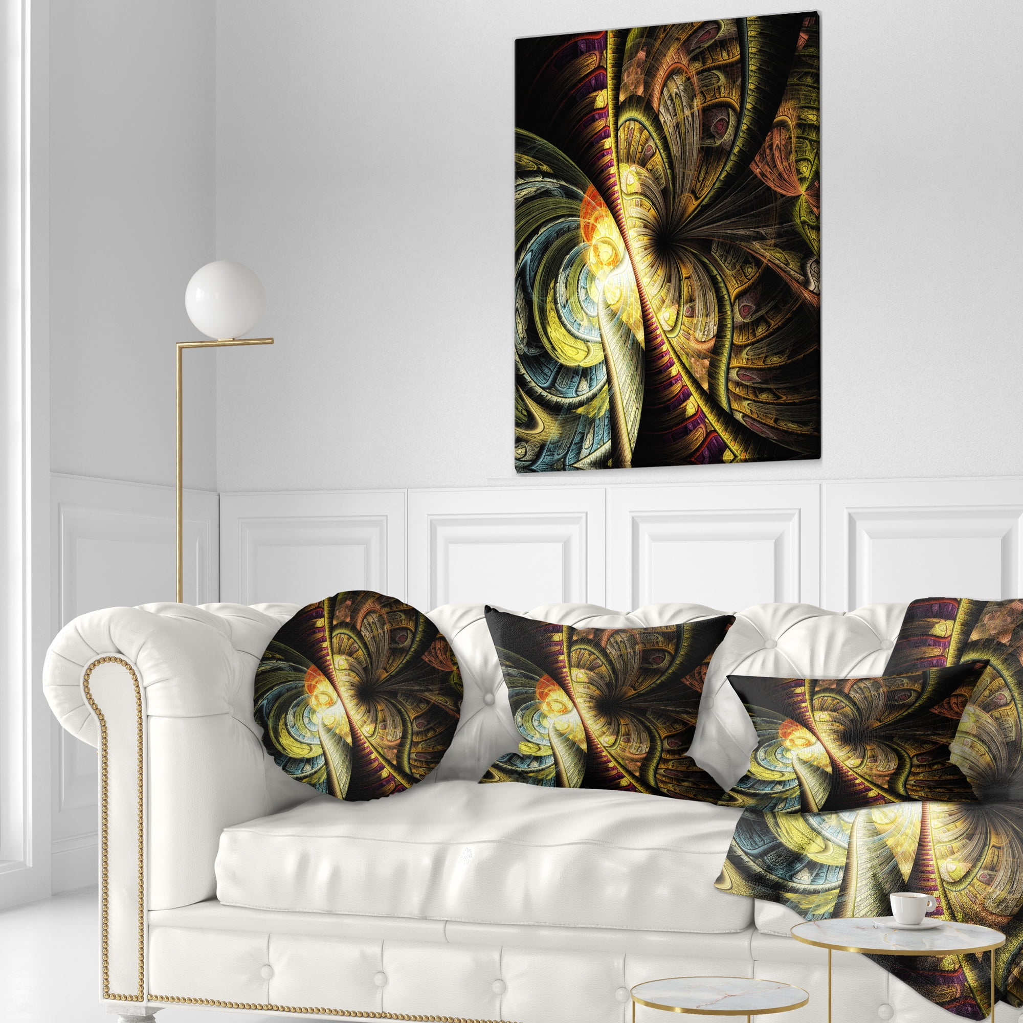 Designart Fractal Illustration - Abstract Throw Pillow - 12x20