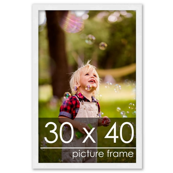 30x40 Frame White Wood Picture Frame - Complete with Frame Grade Acrylic, Backing, and Hardware