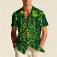 thumbnail image 2 of VBTAPA St. Patrick's Day Button Down Shirt Men Funny Irish Shamrock Print Short Sleeve Shirts Tropical Beach Dress Shirt Green XXL, 2 of 9