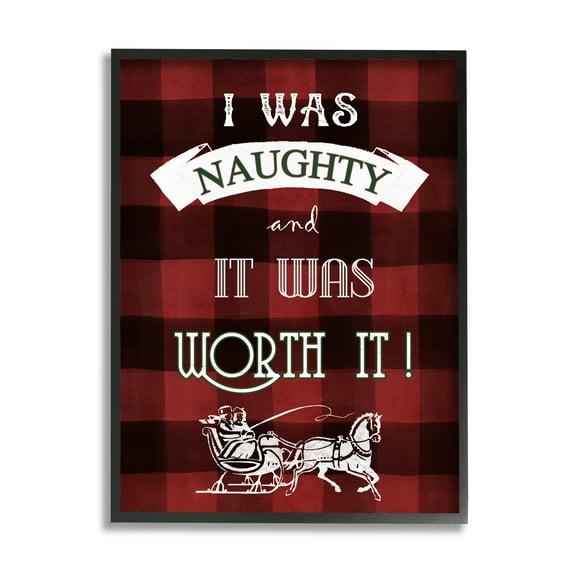 Stupell Industries Funny Plaid Christmas Holiday Painting Black Framed Art Print Wall Art, 11 x 14