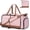 Pink, variant on 80L Large Foldable Travel Duffle Bag for Women - Separate Shoe Compartment, Carry On Weekend/Overnight/Hospital Bag with Straps (Blue Stripes)