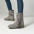 thumbnail image 5 of Viluyesy Womens Mid Calf Boots, Chunky Heels Trendy Tassel Round Toe Fall Winter Western Suede Boots Gray, 5 of 8