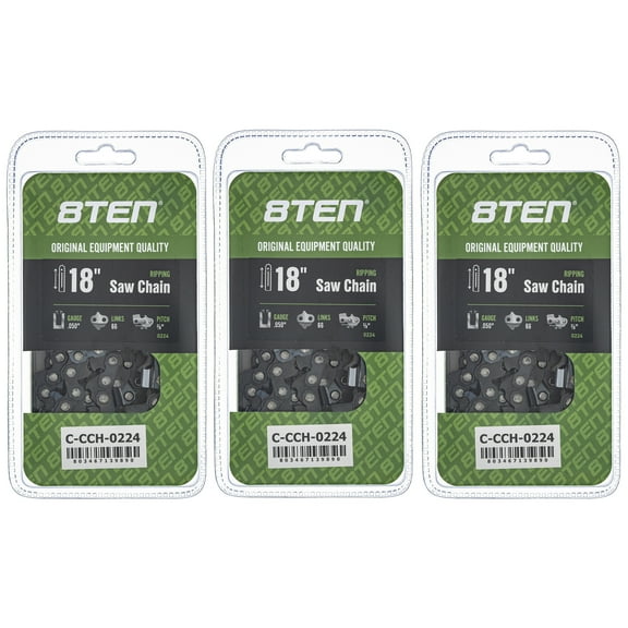 Ripping Chainsaw Chain 18 inch .050 3/8 66DL for Echo Stihl Poulan 3 Pack 810-CCC2446H
