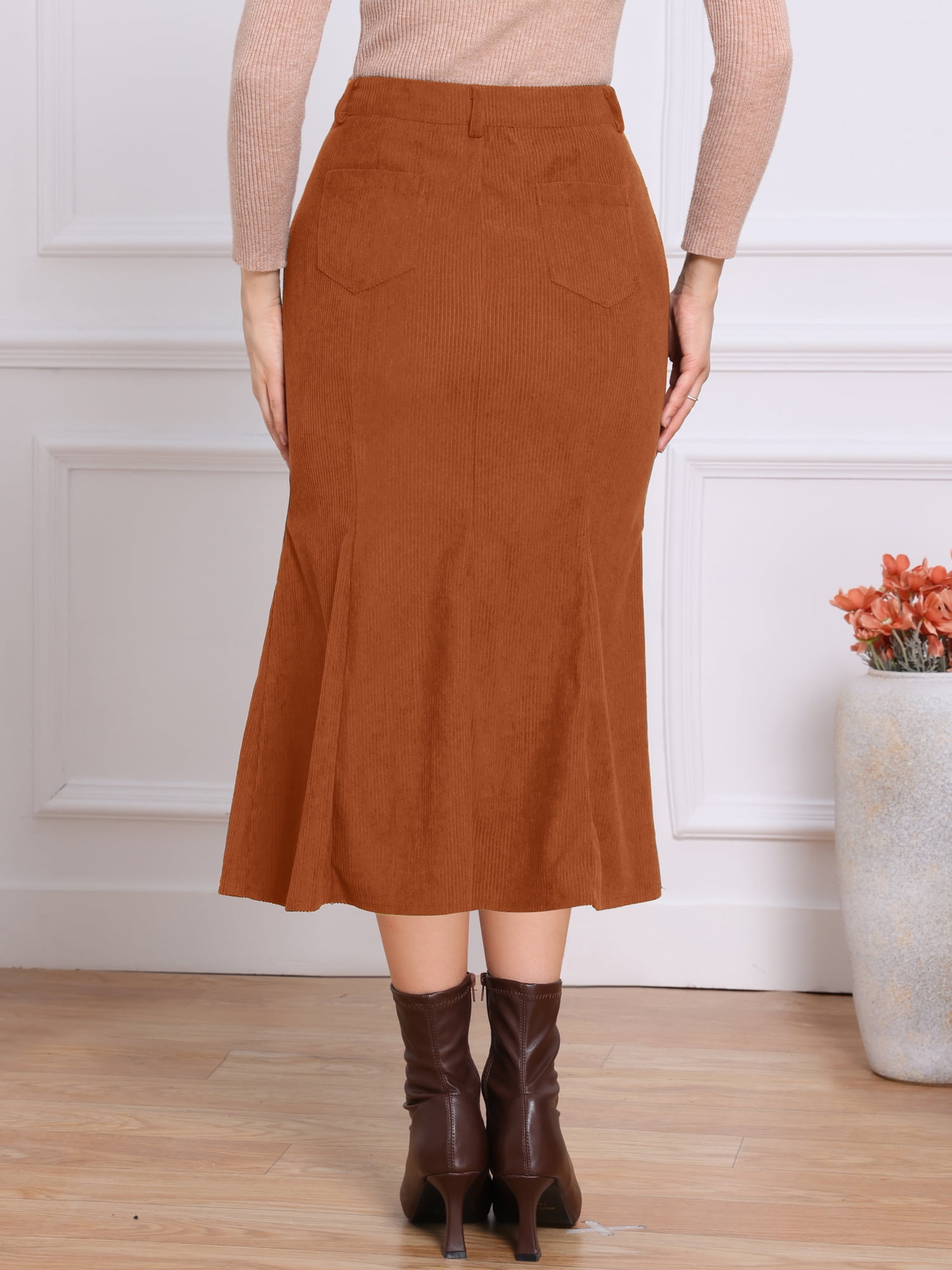 DARING DIVA Women's High Waisted Bodycon Mermaid Skirts X-Large Caramel