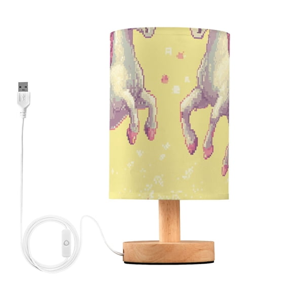 Pixel Unicorns in Clouds Table Lamp for Desk Nightstand Lamp with USB Modern Gifts for Bedroom Living Room Kids Room