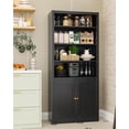 thumbnail image 7 of Tall Bathroom Storage Cabinet, Freestanding Linen Cabinet with Adjustable Shleves and 2 Doors, Metal Pantry Cabinets for Kitchen, Bathroom, Living Room, Entryway, 55”H, Black, 7 of 7