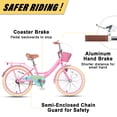 thumbnail image 3 of Glerc Maggie 20 Inch Kids Grils Bike for 7-13 Years Old Chlidren, Princess Styles Kids Bikes with Rack & Basket & Kickstand, Pink, 3 of 5