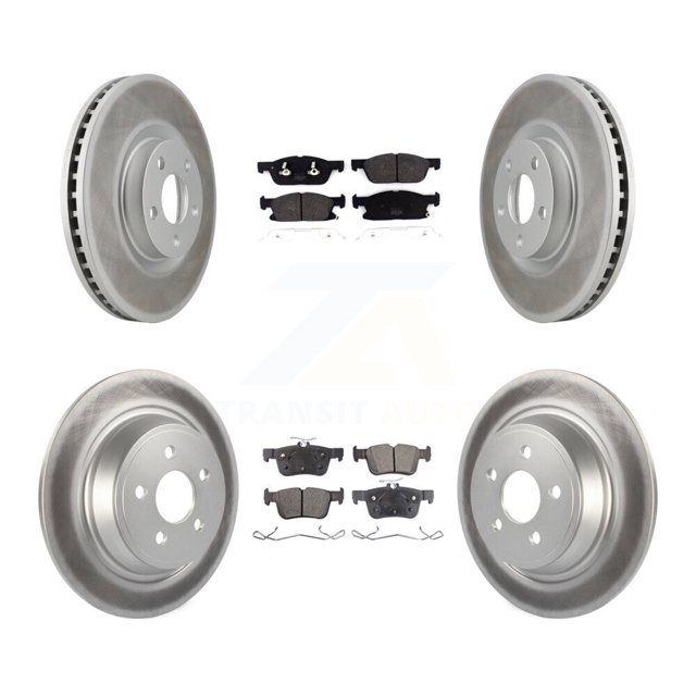 Transit Auto Front Rear Coated Disc Brake Rotors and Semi-Metallic Pads Kit for Car 2018-2020 Lincoln Continental with 316mm Diameter Rotor KGF-101787