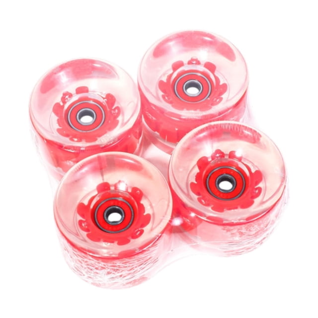 Ruedas de patineta de 4 piezas luminosas luminosas transparente PU flash Longboard ruedas Rojo