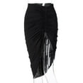 thumbnail image 3 of Women Bodycon Skirts High Waist Bandage Drawstring Ruched Side Split Wrap Skirt Irregular Skirt, 3 of 7