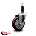 thumbnail image 2 of 4 Inch Maroon Poly Wheel Swivel 1-1/8 Inch Expanding Stem Caster SCC, 2 of 2