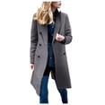 thumbnail image 1 of HBFAGFB Trench Coat for Women Winter Ladies Slim Long Overcoat Simple Versatile Windbreak Grey Size 3XL, 1 of 6