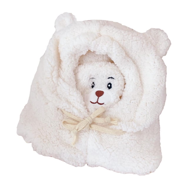 Conjunto de gorro y bufanda, bufanda gruesa de invierno con orejeras, gorro y gorro cálidos y bonitos con orejas de oso. blanco