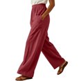 thumbnail image 5 of IYYVV Womens Elastic High Waist Wide Leg Barrel Pants Flowy Baggy Balloon Trousers Summer Beach Pants Vacation Wine L, 5 of 5