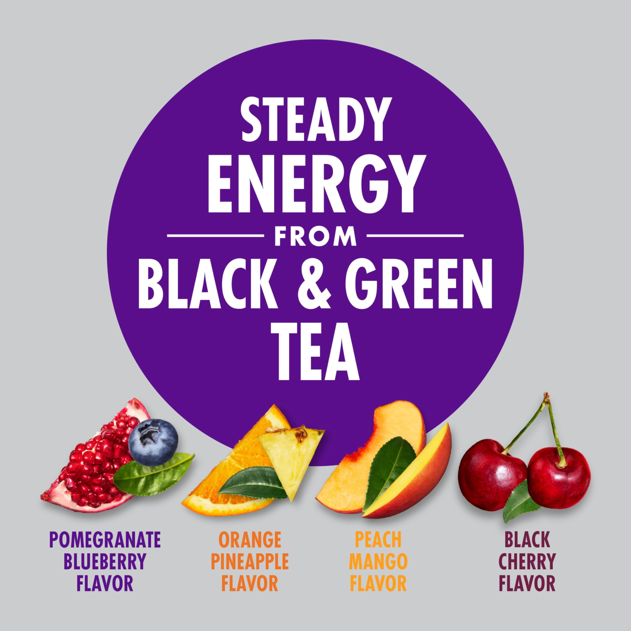V8 +Energy Peach SCH4&nbsp;Mango, Orange Pineapple, Black Cherry and Pomegranate Blueberry Juice Energy Drinks, 8 fl oz Can (24 Pack)