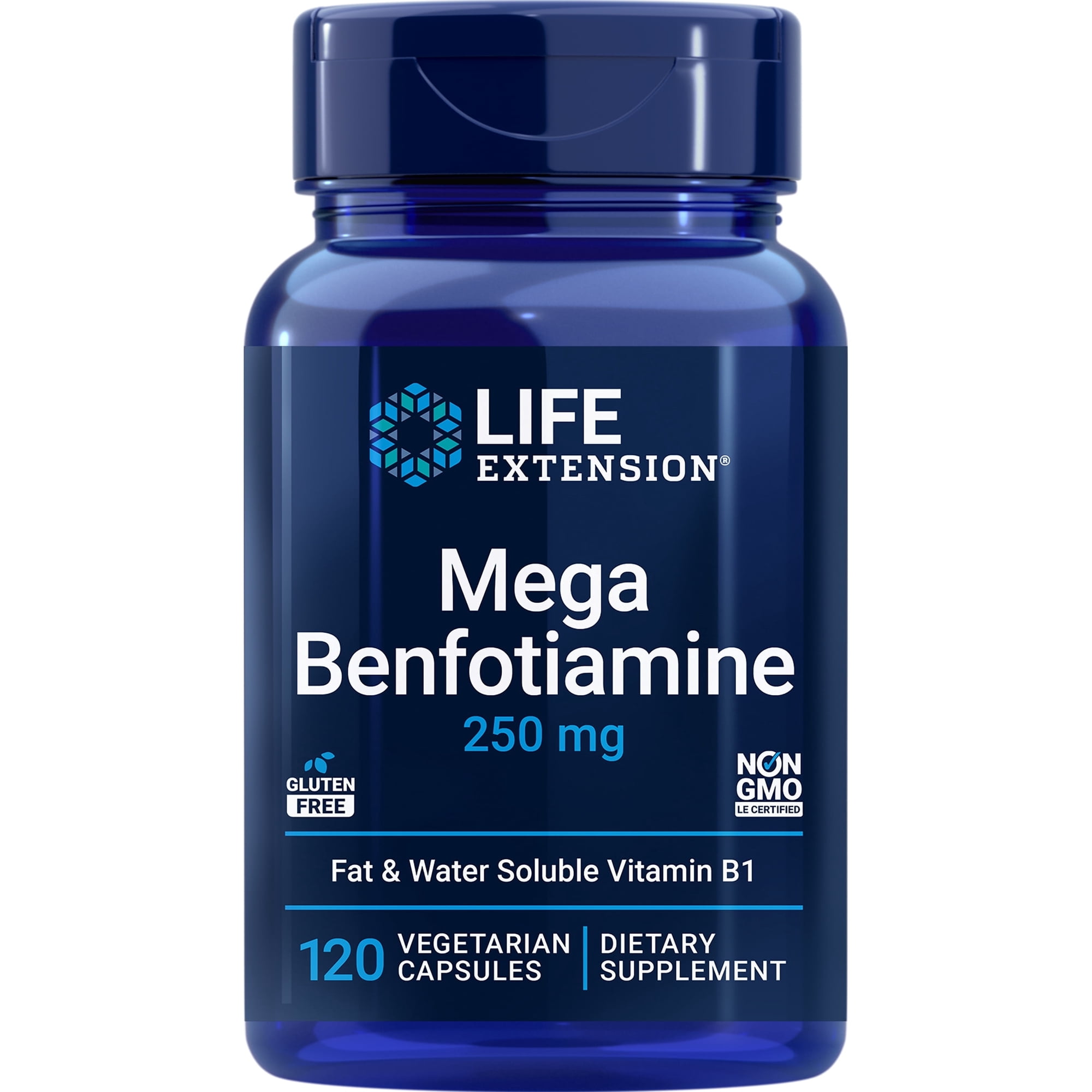 Life Extension, Mega Benfotiamine, 250 mg of benfotiamine, 10 mg of vitamin B1, high potency, blood sugar support supplement, 120 capsules