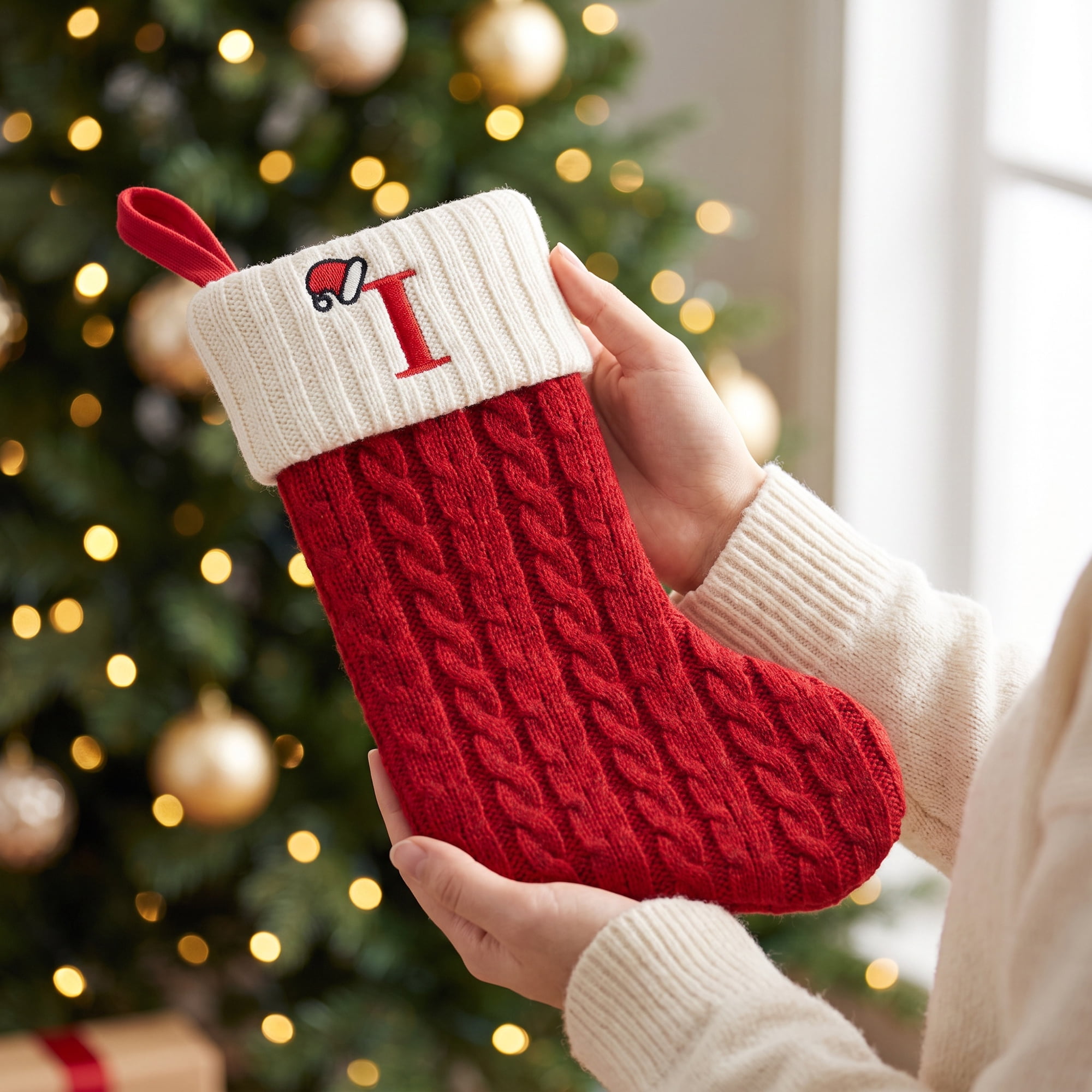 Unique Bargains Cartoon Christmas Luxury Grand Hearth Accent Stocking Letter I 8"