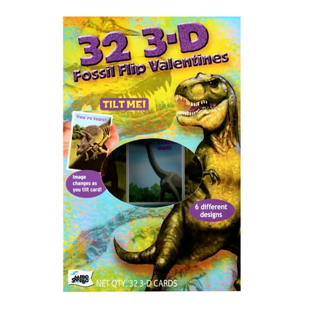 3-D Fossil Flip Valentine Cards, 32 Count