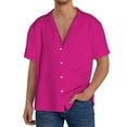 thumbnail image 3 of Easygdp Darkmagenta Men's Casual Short-sleeved Shirt with Pocket and Button Suitable for Beach Vacation Leisure - XX-Large, 3 of 7