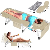 Slsy Face Down Tanning Chair with Face Arm Hole, 5-Position Adjustable Folding Lounge Chair, Folding Sleeping Bed Cot, Folding Chaise Lounge Chair for Pool Beach Patio Sunbathing