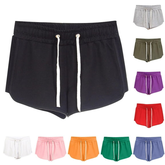 Up To 40% Off Gifts for Mom POROPL Women Shorts Cotton Summer Fashion High Waist Elastic Waist Casual Sports Shorts with Pockets