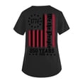thumbnail image 4 of 250 Anniversary Scrub Tops for Women American Flag Print Patriotic V Neck Shirts Short Sleeve Lightweight Regular Fit Casual T Shirts with Pockets, #01 Black, S, 4 of 4