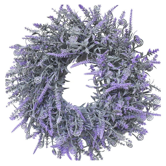 Beautynvta 13.8 Inch Lavender Wreaths, Purple Lavender Flower Wreath for Front Door, Spring Summer Artificial Lavender Wreath for Home Fall Door Window Wall Decor