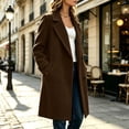 thumbnail image 5 of Ghalytn Women's Mid Long Wool Blend Coat Notched Lapel Long Sleeve Overcoat with Pockets, 5 of 6