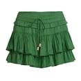 thumbnail image 6 of GJSYRH Shorts for Women Ruffled Tiered Pleated Mini Skirts Boho High Waist Flowy Comfy Tennis Golf Skorts Green S, 6 of 6