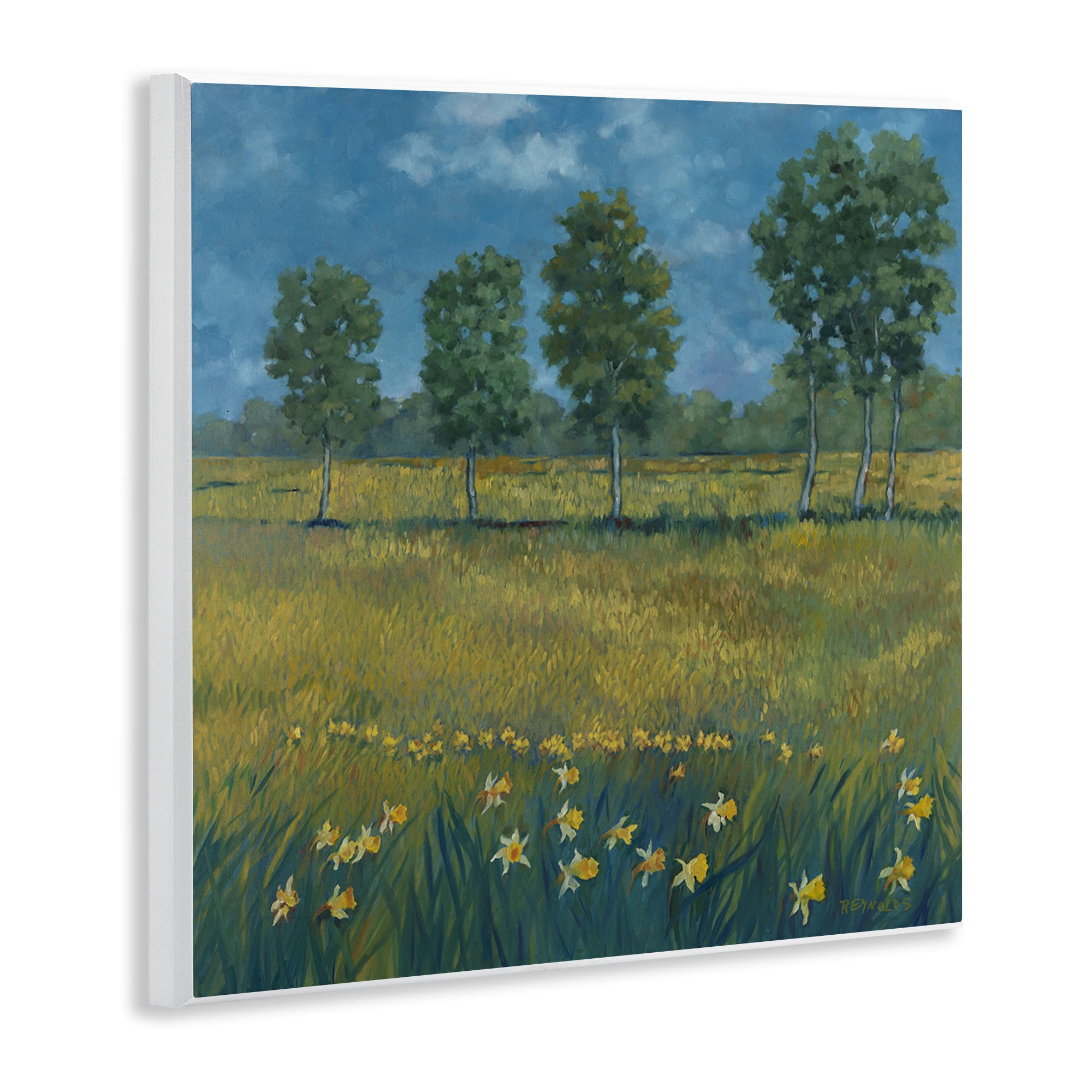 Stupell Industries Meadow with Daffodils Landscape & Nature Painting Unframed Art Print Wall Art, 12 x 12
