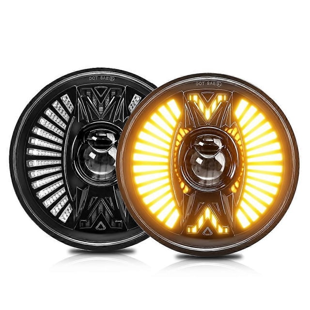 7 Inch LED Headlight Round LED Pods Light Bar High/Low Beam DRL H4 Work Light for Truck SUV ATV ,Whi