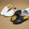 thumbnail image 5 of Men Genuine Leather Slip On Mules Light Open Back Casual Shoes Walking Driving, 5 of 13