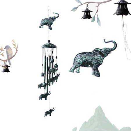 33" Elephant Big Wind Chimes for Home Garden Wind Chime Bells Metal Ornament