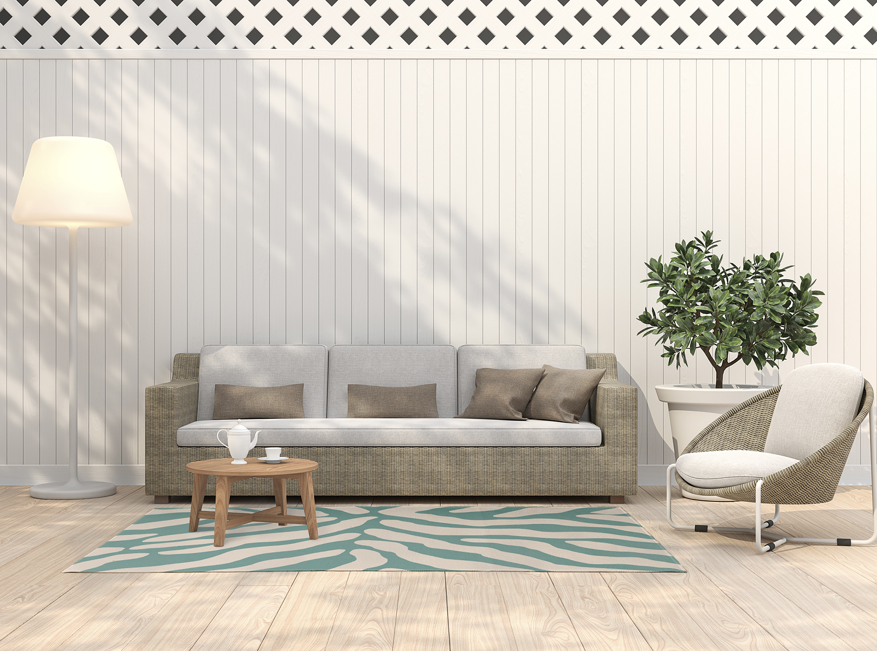 Simply Daisy 5' x 7' Eucalyptus Animal Stripe Spring Chenille Indoor/Outdoor Rug