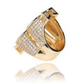 thumbnail image 4 of Anillo de sello ancho para hombres, anillo chapado en anillo de diamantes de imitación, anillo de compromiso vintage Hip Hop Rock en tono dorado, anillo de amistad para hombres, 4 of 5