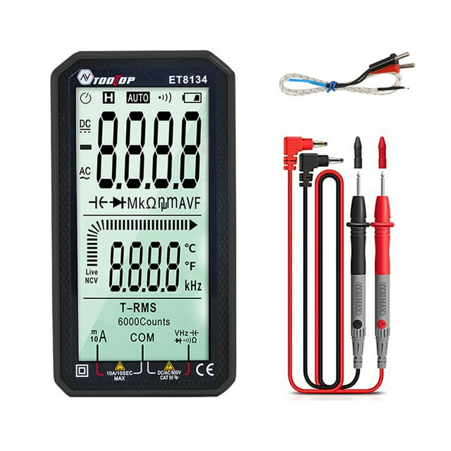 Amdohai TOOLTOP ET8134 Portable 4.7 Inch LCD Screen Multimeter Direct Current Voltage Current AC Voltage Current Measurement Capacitance Resistance Measuring Multifunction Multimeter Backlight Funct