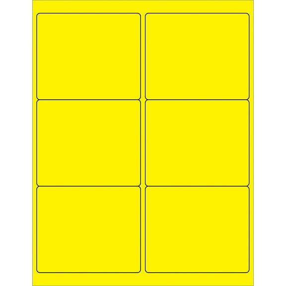 Box Partners Rectangle Laser Labels 4" x 3 1/3" Fluorescent Yellow 600/Case LL180YE