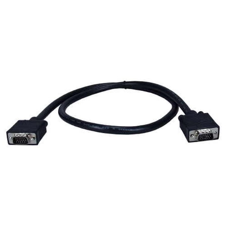 QVS CC388B-06 6 ft. Premium VGA HD15 Male to Male Tri-Shield Black Cable