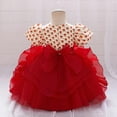 thumbnail image 5 of TEAJOPSUU 6M-3Y Girls Tutu Skirt Puff Short Sleeved Tulle Dress Fluffy Dance Dress Printed Princess Dress for Kids B-Red, 5 of 9