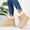 thumbnail image 3 of Women's Suede Platform Snow Boots Furry Lined Slip On Lace Up Winter Non Slip Thick Sole Ankle Booties, 3 of 8