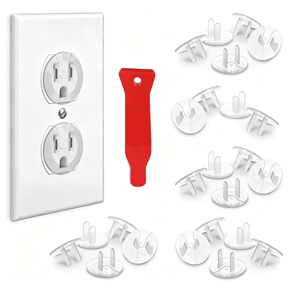 XIBUFE 24 Pack Baby Proofing Outlet Covers with Removal Tool, Shock Prevention Socket Plugs for Kids