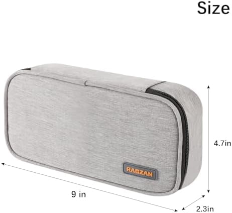 Big Capacity Pencil Case, Oxford Cloth Pencil Bag Storage Pouch Pen Pencil Marker Stationery Bag Holder for Middle College and Office, Idea Gift for Back to College Season - Gray
