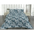 thumbnail image 2 of Ambesonne Flora Quilted Bedspread Set 3 Pcs, Grungy Print of Gentle Flower, Queen, Pale Grey Dark Night Blue, 2 of 4