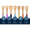 thumbnail image 2 of Wooden kitchen utensil set, 7-piece bamboo cooking tools, cooking spoons and spatulas with colorful handles, non-stick wooden spoons for cooking, 2 of 4