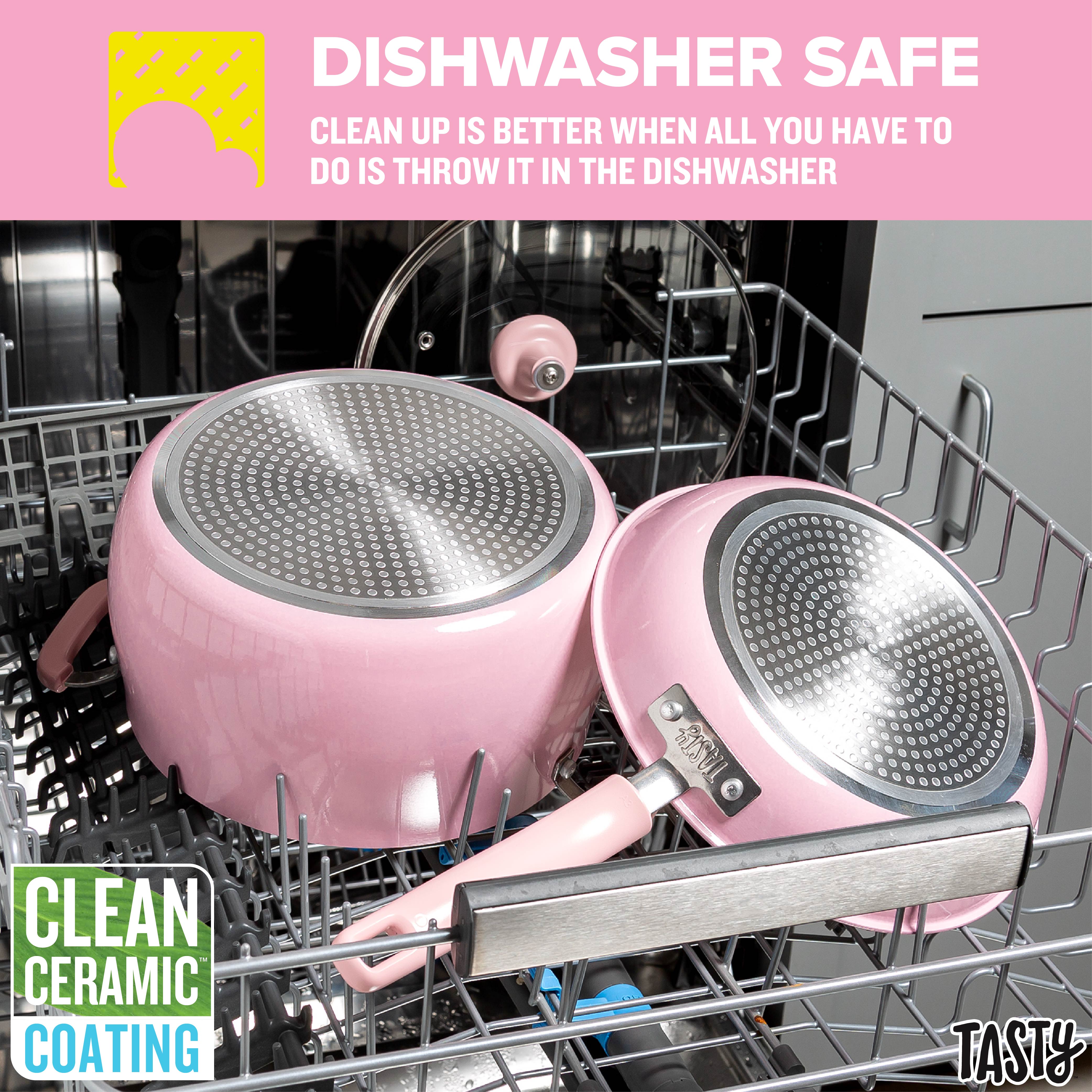 Tasty Clean Ceramic 16-Piece Non-Stick Cookware Set, Pink photo 6